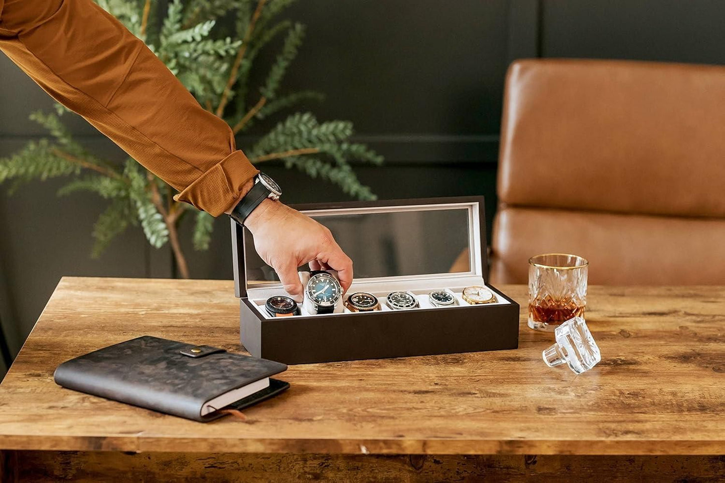 Luxury 6-Slot Watch Organizer Box for Men & Women