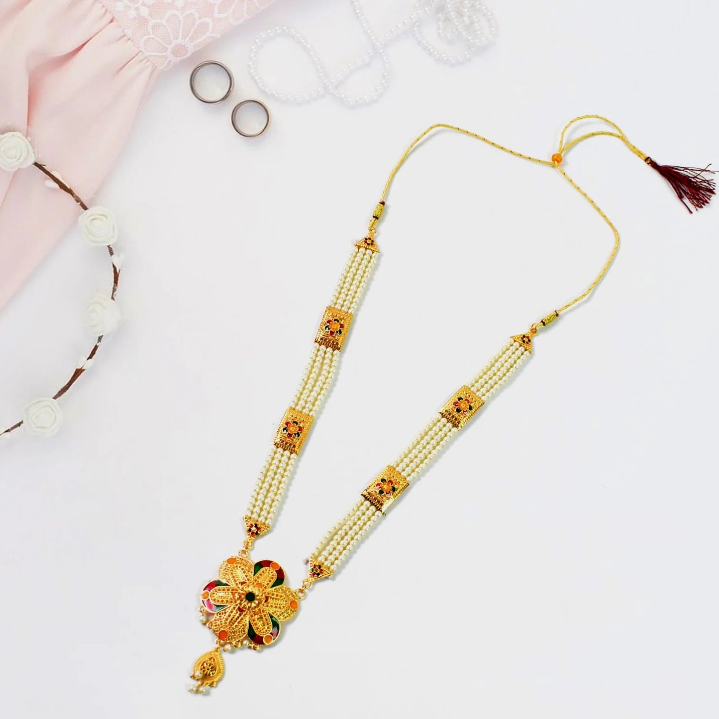 Radiant Moti Pearl Necklace Set - A Touch of Sophistication | Lightweight, Stylish