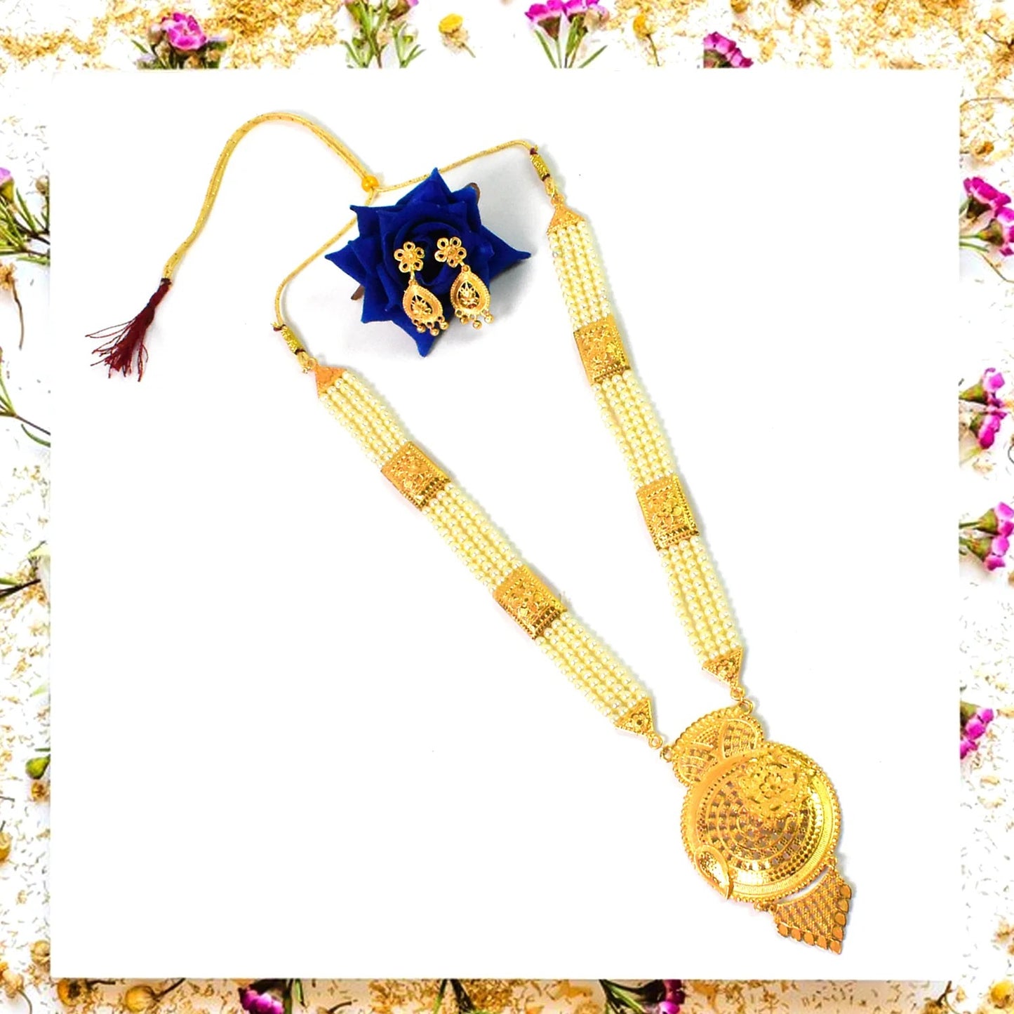 Moti Pearl Necklace Set - Radiance and Style Combined | Lightweight, Stylish