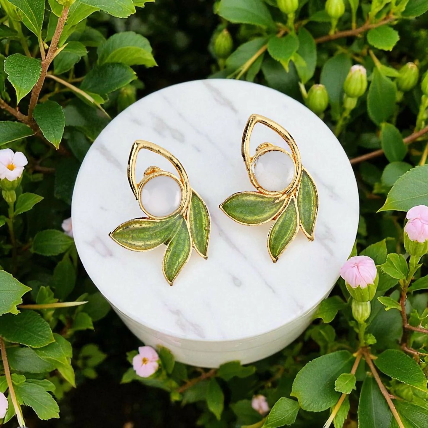 Gold-Toned American Diamond Floral Drop Set | Lightweight, Stylish