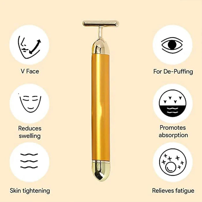 24K Gold Energy Beauty Bar Electric Facial Massage Roller