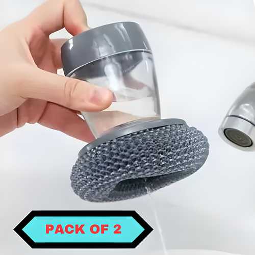 Premium Kitchen Soap Dispensing Palm Brush – 2-in-1 Scrubber & Soap Dispenser for Effortless Cleaning