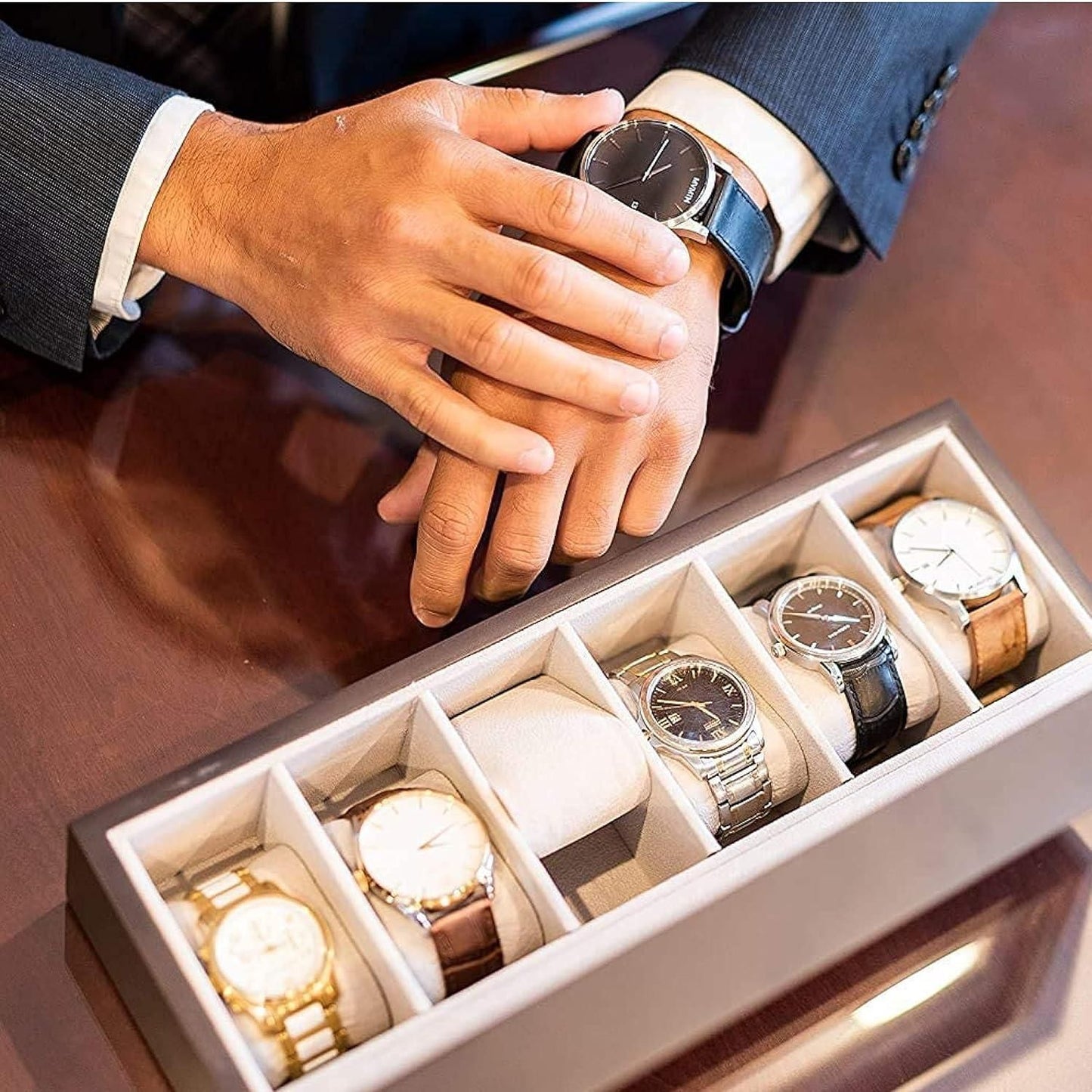 Luxury 6-Slot Watch Organizer Box for Men & Women
