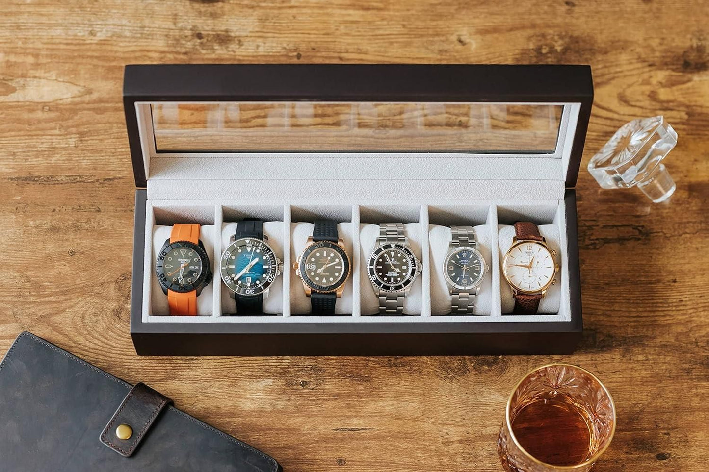 Luxury 6-Slot Watch Organizer Box for Men & Women