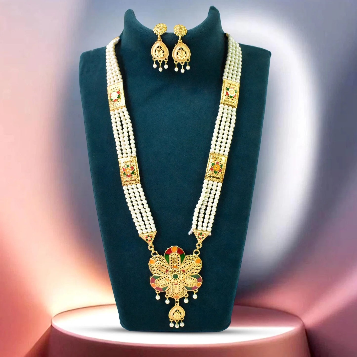 Radiant Moti Pearl Necklace Set - A Touch of Sophistication | Lightweight, Stylish