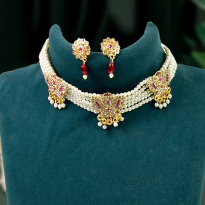 Green Chik Moti Necklace Set | Lightweight, Stylish