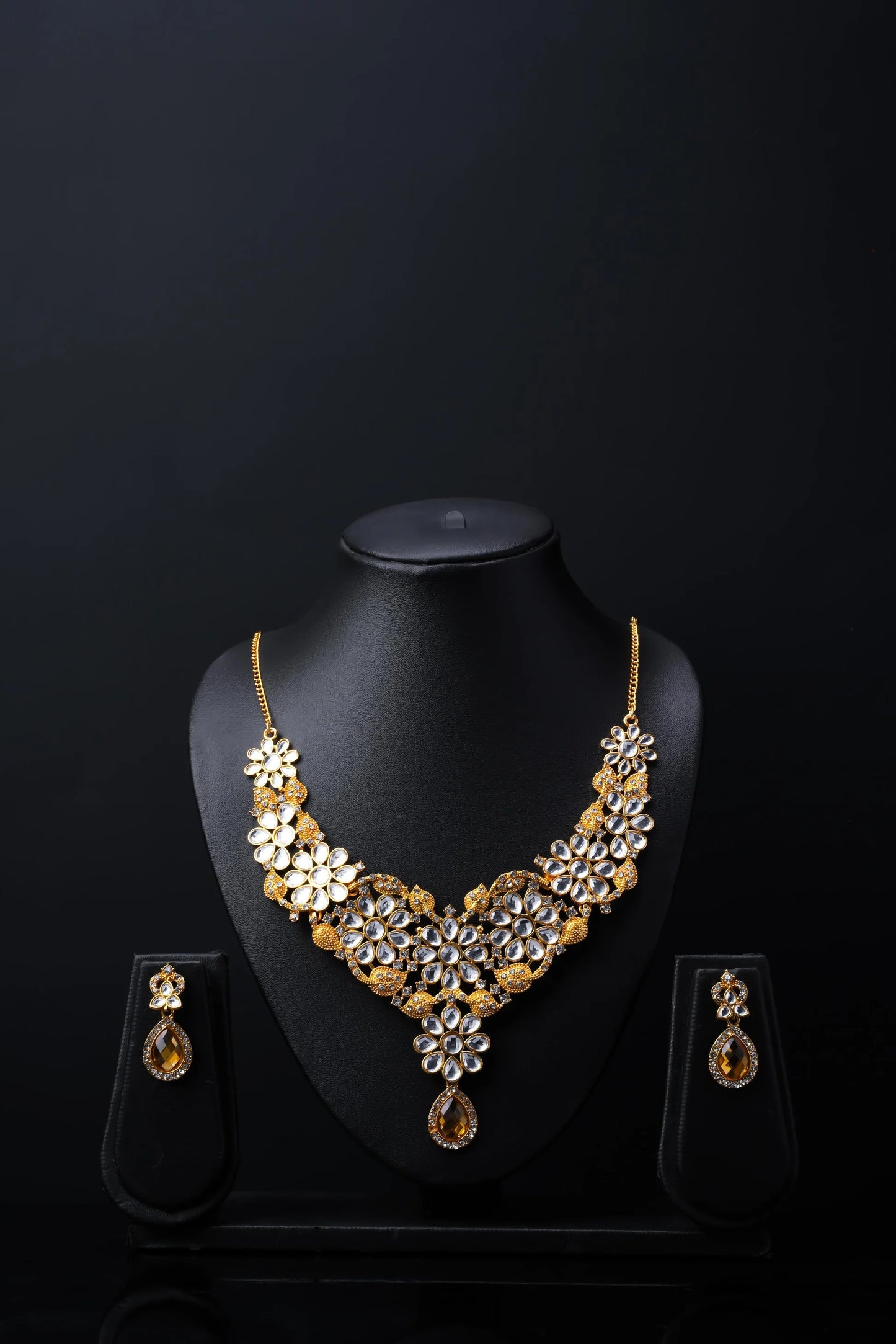 Beautiful Flower Design Necklace Set with Earrings | Lightweight, Stylish