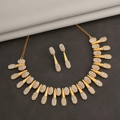 Modern Gold-Toned American Diamond Tassel Necklace Set | Lightweight, Stylish
