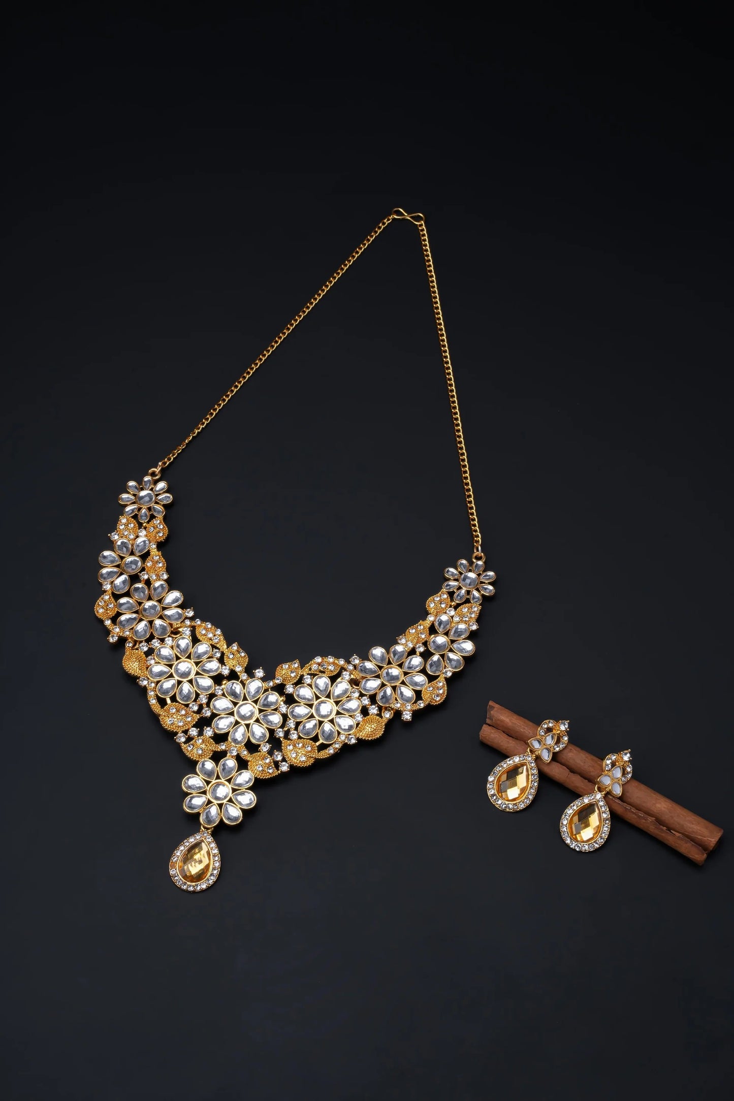 Beautiful Flower Design Necklace Set with Earrings | Lightweight, Stylish