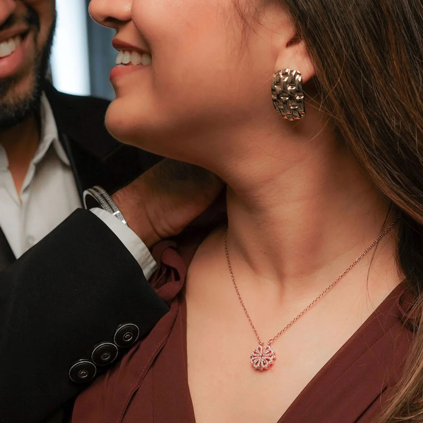 Rose Gold Plated Heart Pendant Set | Lightweight, Stylish