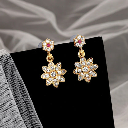 Diamond-Look Floral Choker Necklace Set with Accent Stones | Lightweight, Stylish