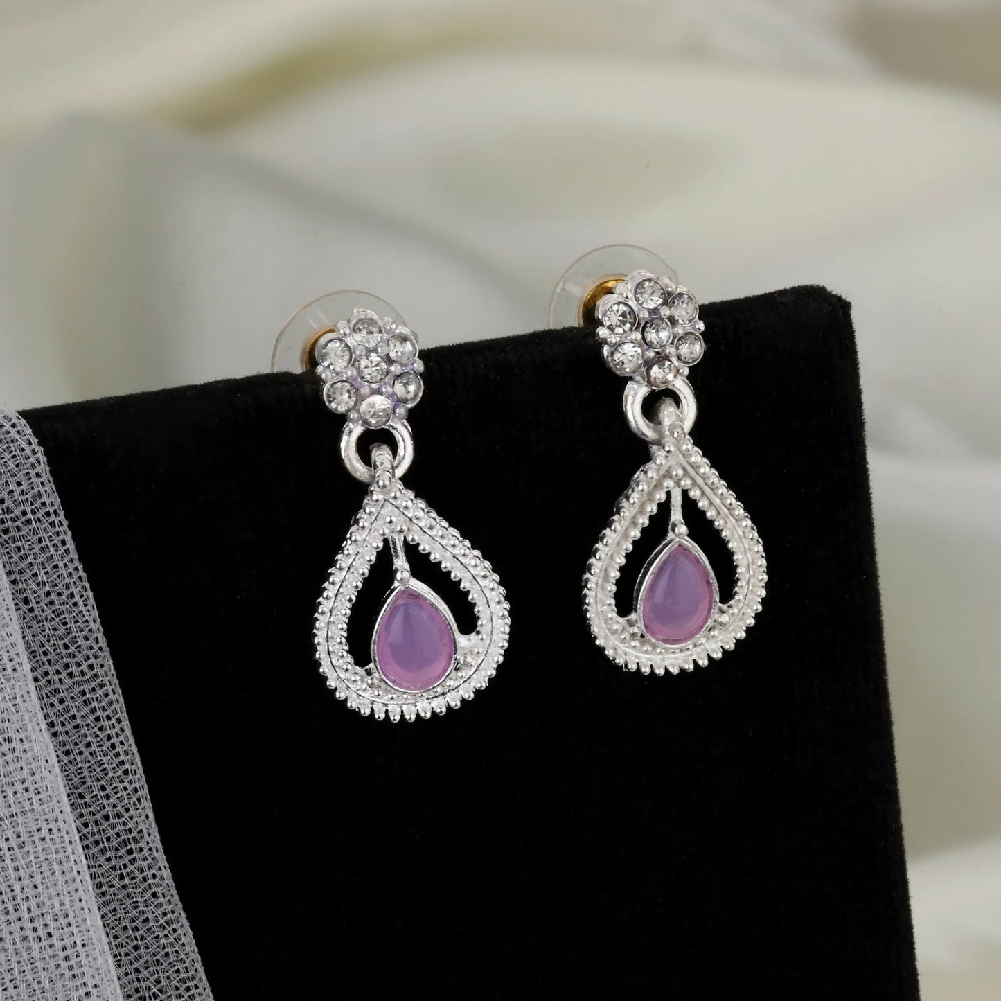 Handmade Rustic Oxidized Silver Purple & Emerald Choker Set