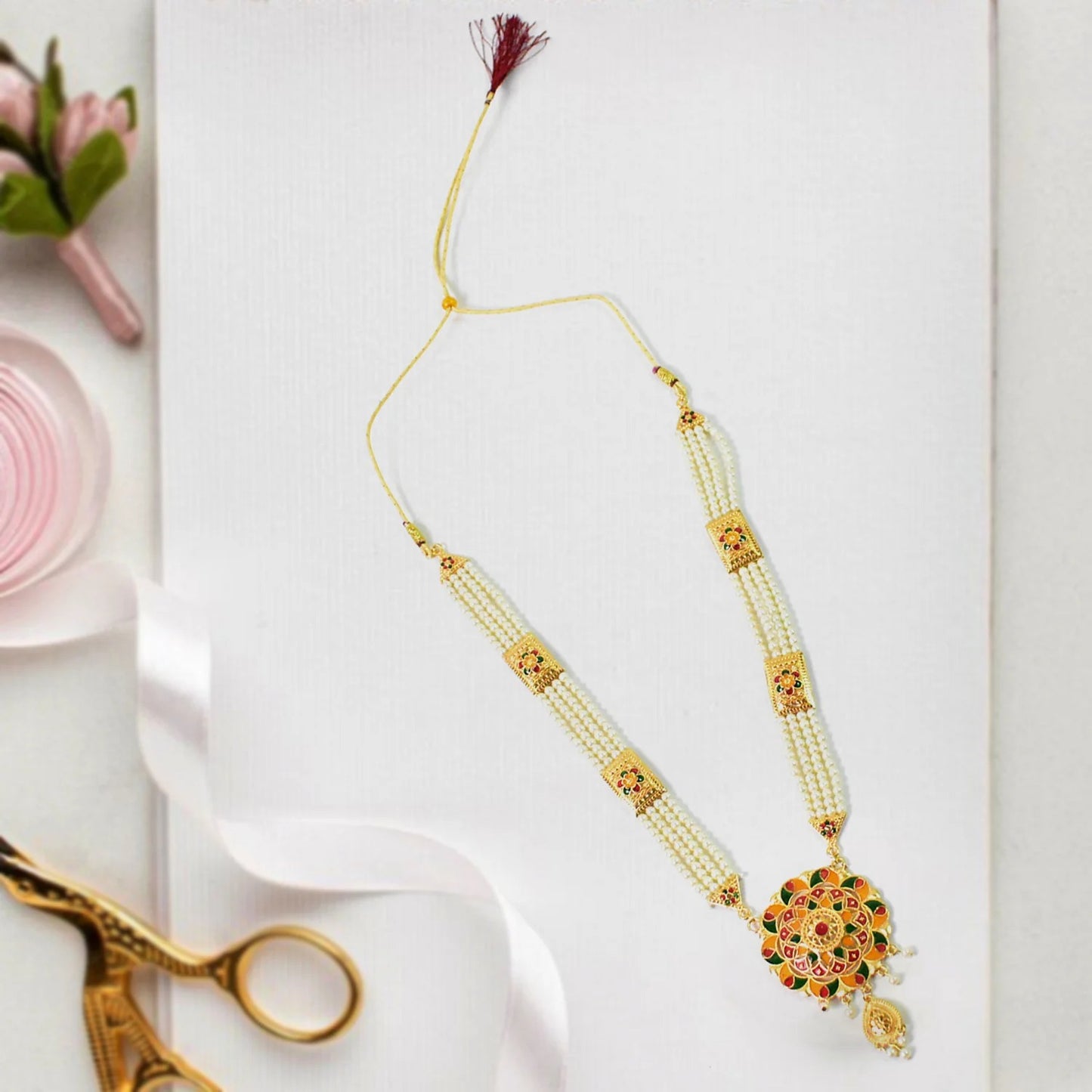 Classic Moti Necklace Set - Luxurious Pearl Elegance | Lightweight, Stylish