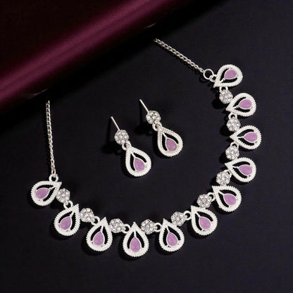 Handmade Rustic Oxidized Silver Purple & Emerald Choker Set