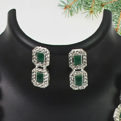 Celestial Elegance_ White and Emerald Green Diamond Necklace | Lightweight, Stylish
