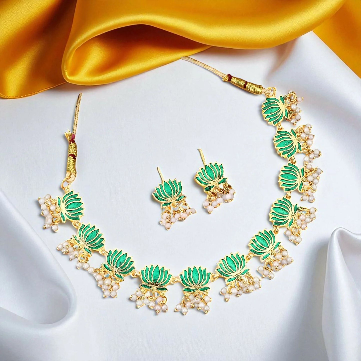 Classic Gold-Toned American Diamond Vine Necklace Set | Lightweight, Stylish