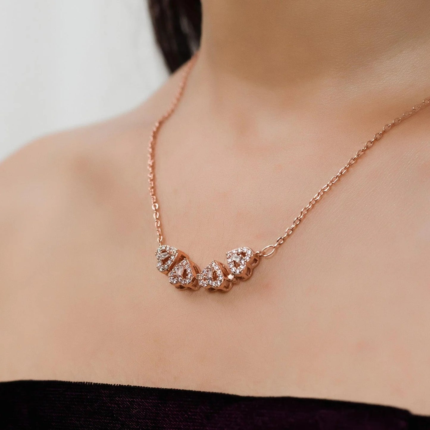 Rose Gold Plated Heart Pendant Set | Lightweight, Stylish