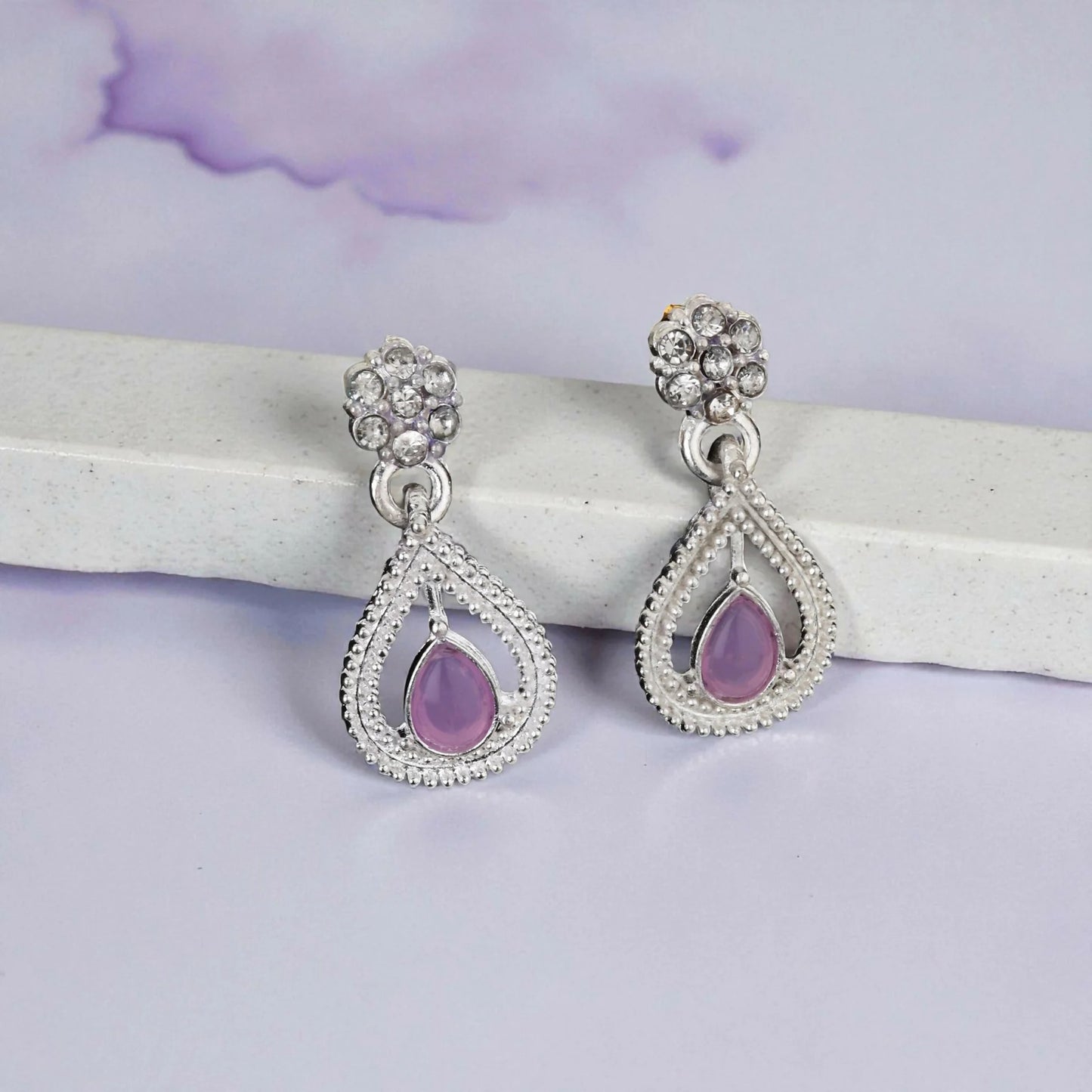 Handmade Rustic Oxidized Silver Purple & Emerald Choker Set