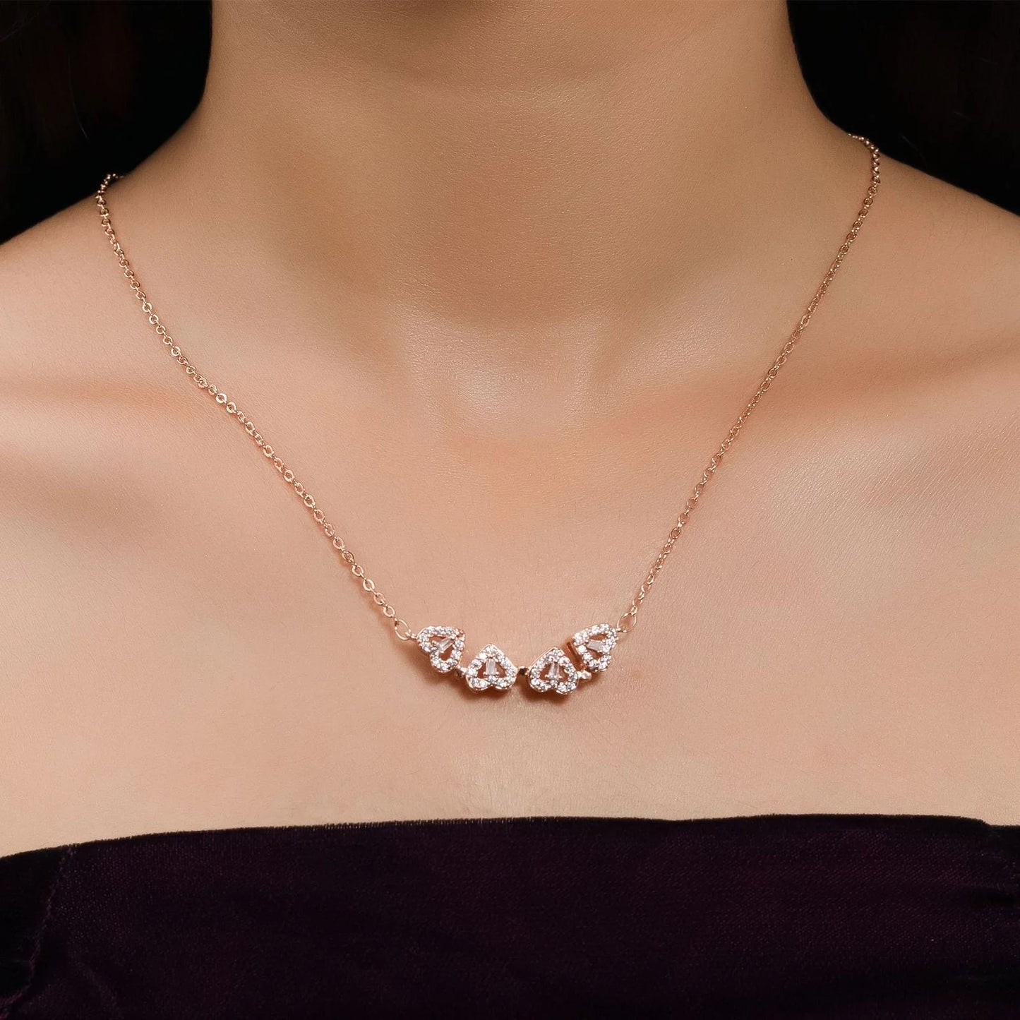 Rose Gold Plated Heart Pendant Set | Lightweight, Stylish