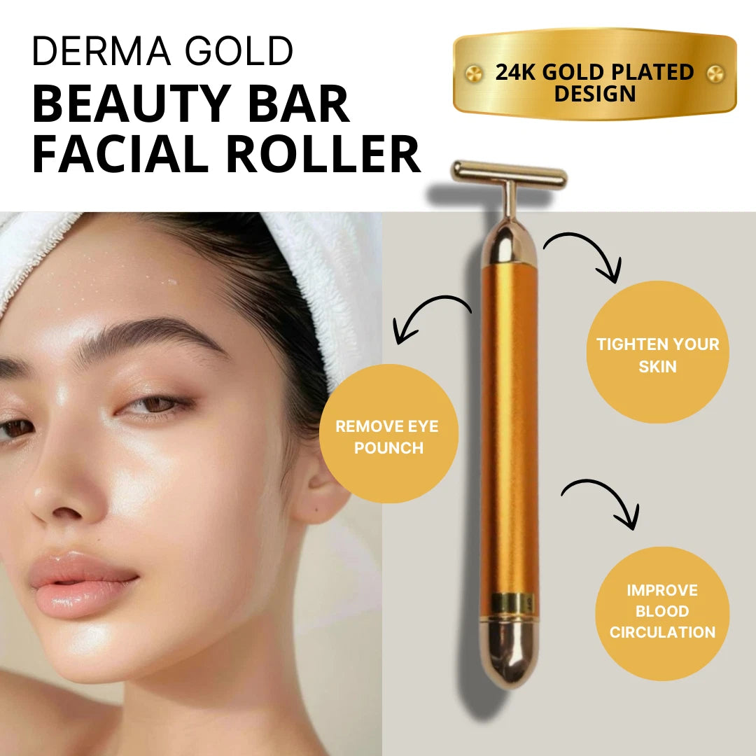 24K Gold Energy Beauty Bar Electric Facial Massage Roller