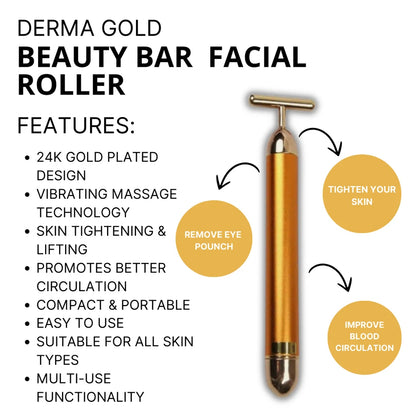 24K Gold Energy Beauty Bar Electric Facial Massage Roller